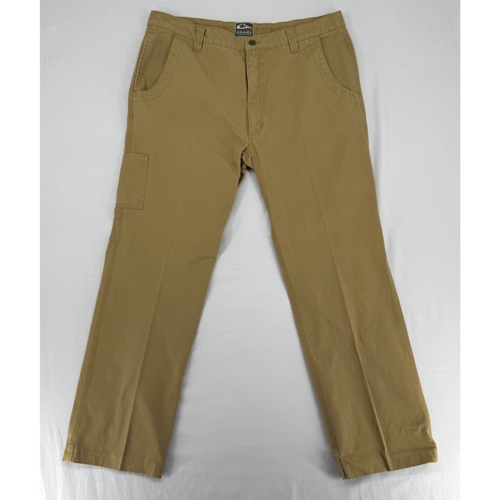 Drake Waterfowl Systems Mens Tan Cotton Canvas Utility Pants Khaki Size 38x30